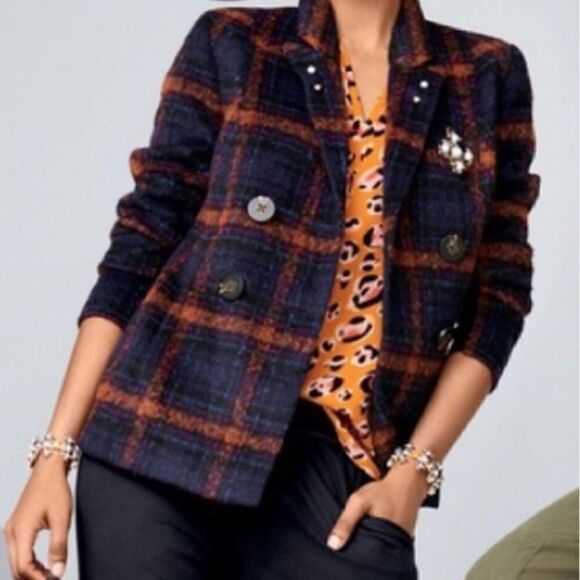 CAbi Jackets & Blazers - Cabi Plaid Checkmate 3736 Wool Blend Blazer Jacket